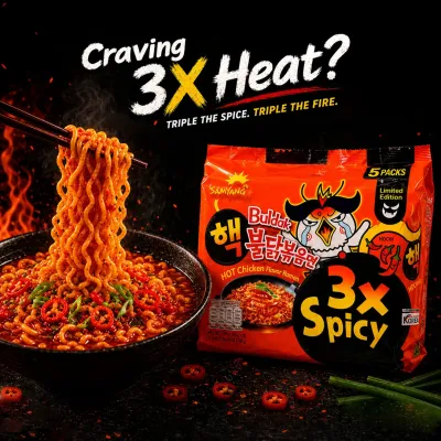 Samyang 3x Spicy Hot Chicken Flavor Ramen Noodles - 140g (5Pcs)